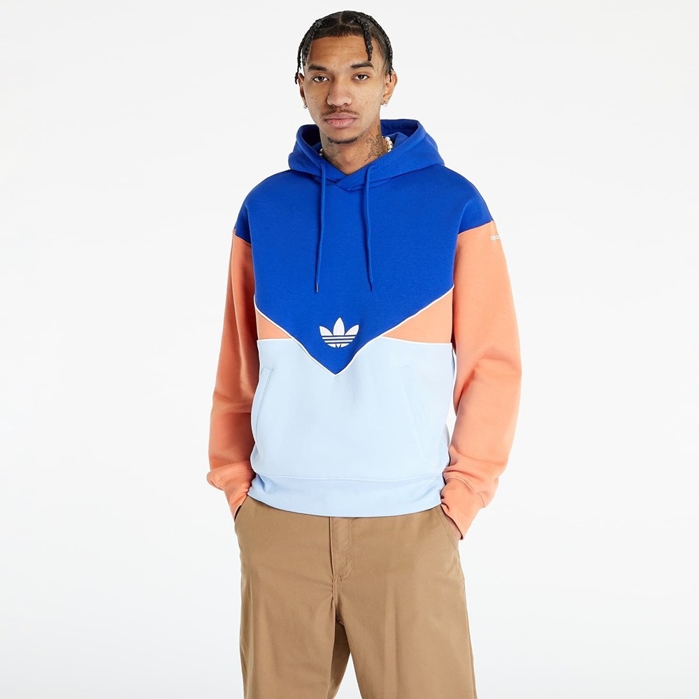 Adidas Originals Colorblock Hoodie Mens 2XL Blue Orange Trefoil Sweatshirt